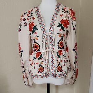 SHEIN Floral Print Crop Top - Red and Cream